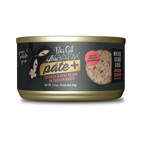 TIKI CAT® AFTER DARK® PÂTÉ+ CHICKEN & BEEF RECIPE IN CHICKEN BROTH